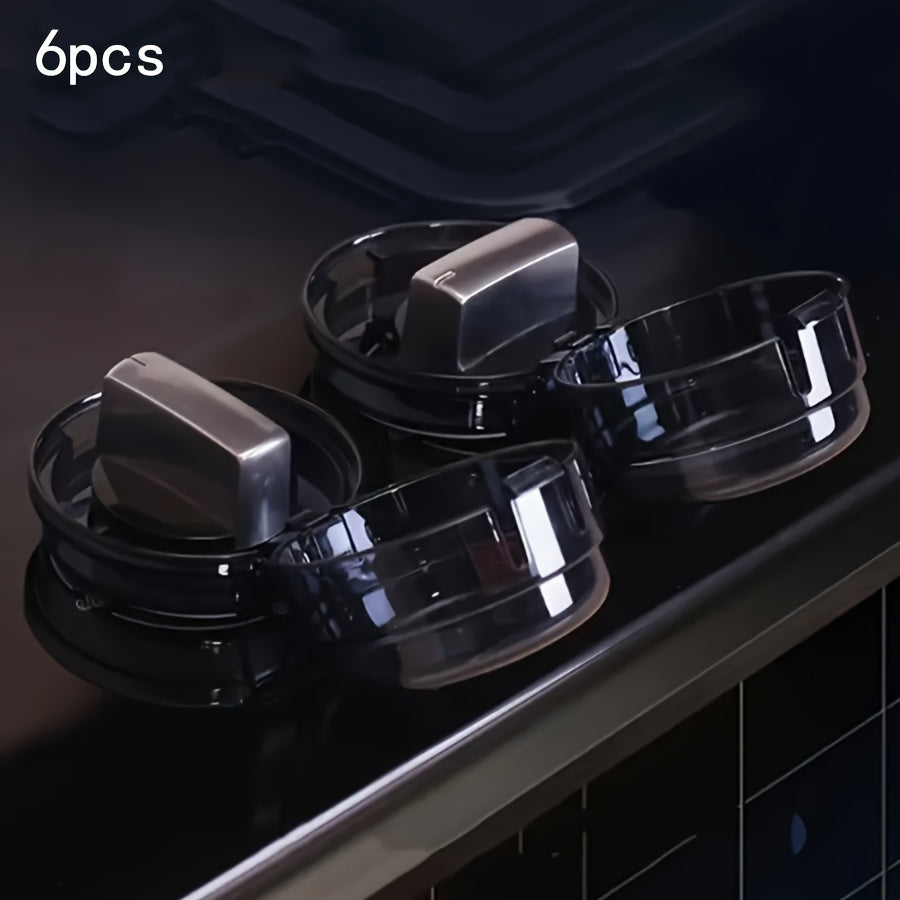 Set of 6 Clear Plastic Gas Stove Knob Covers Dustproof and Slip-Resistant