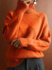 Тёплый свитер с высоким воротником для женщин plus size, полиэстер, длинные рукава, пуловер, верхняя одежда