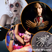 Uniseks Punk Rok Faux Charm bilan bosh va spider gotik dizayni bilan bangle
