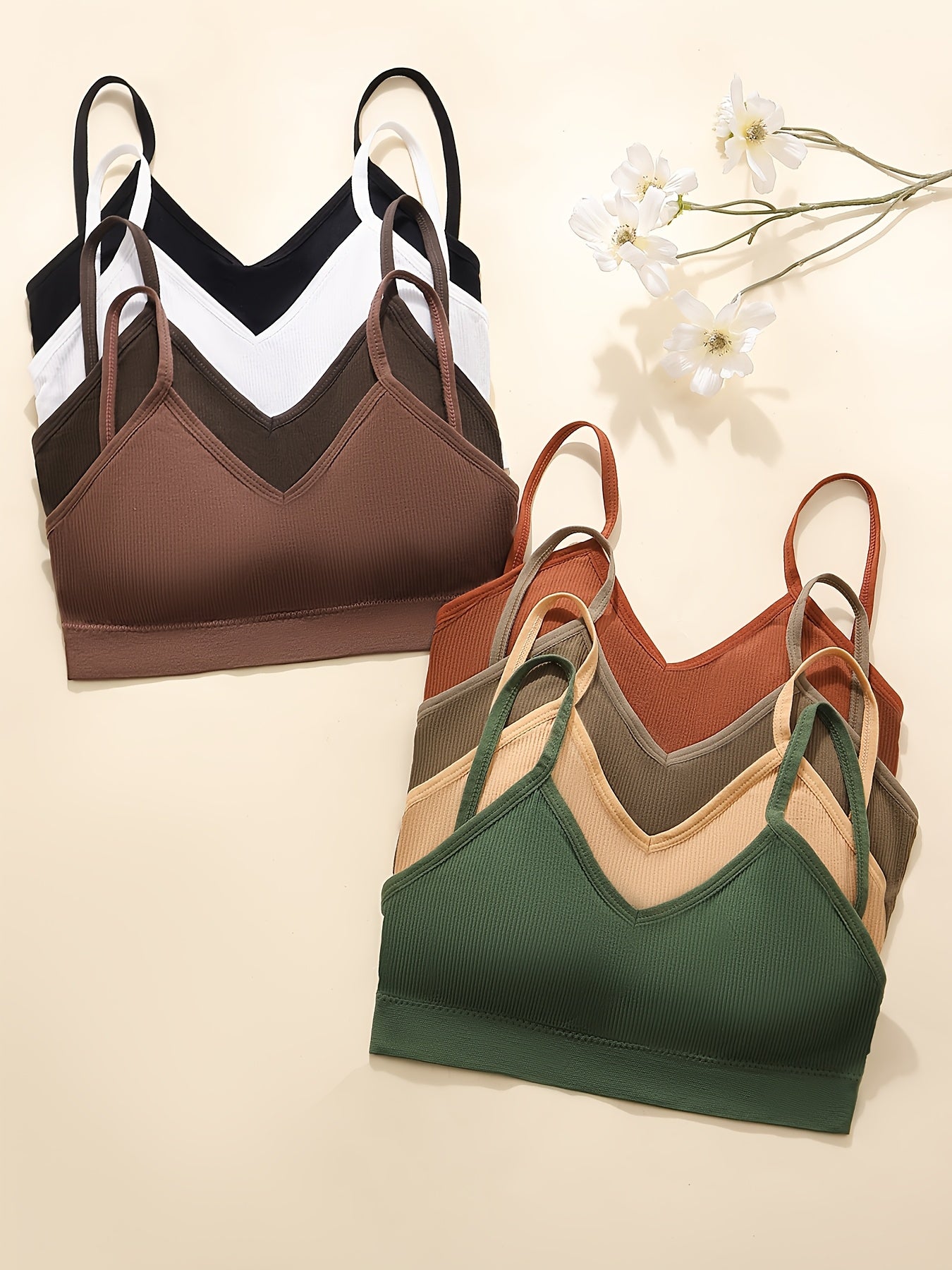 Sport va kundalik kiyim uchun 8 ta simsiz ribli Cami bras