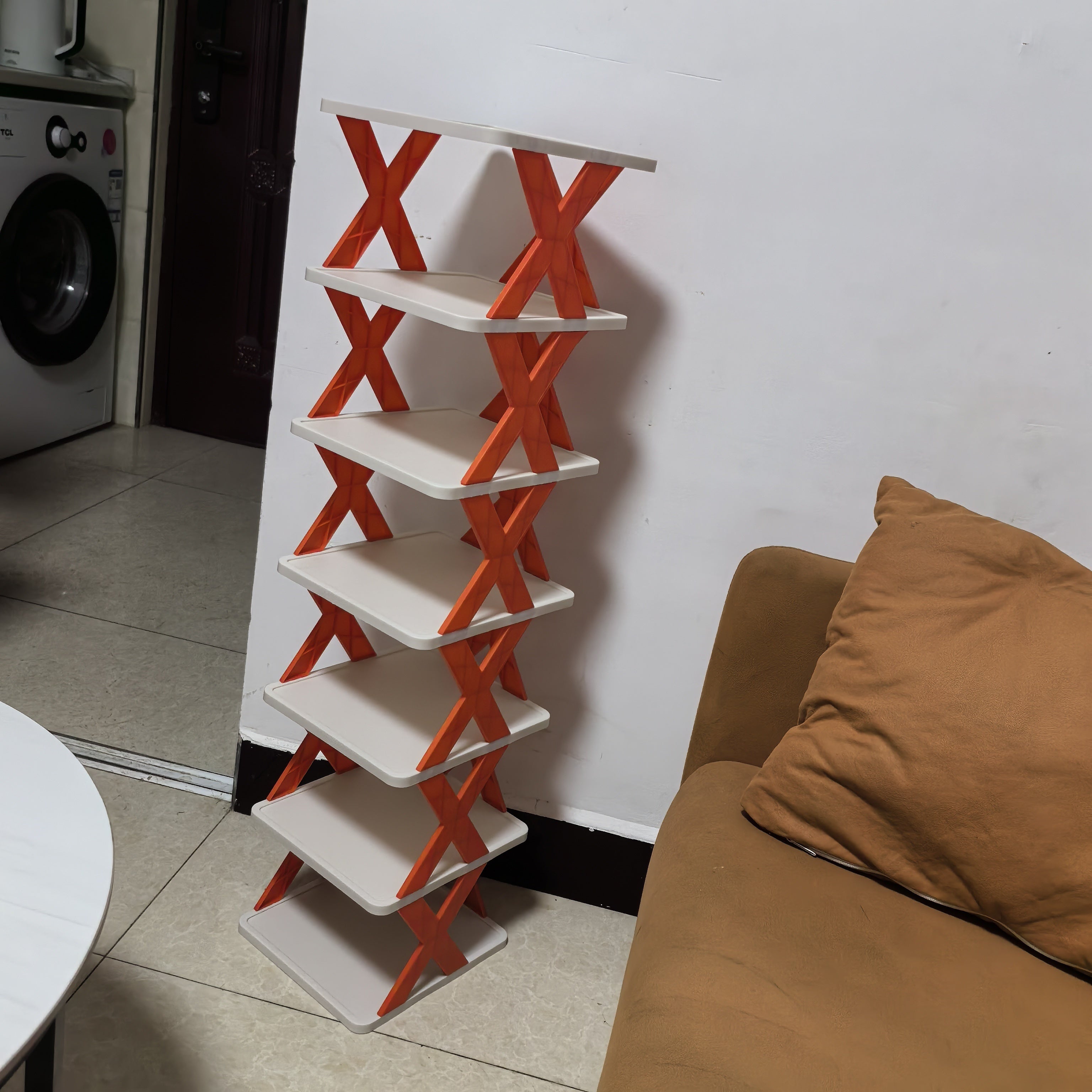 Ko‘p qavatli joyni tejovchi plastik poyabzal tokchasi - Oson yig‘iladigan, yashash xonasi va kirish joyi uchun moslashtiriladigan saqlash yechimi - Ekologik toza dizayn, elektr yoki batareyalar kerak emas