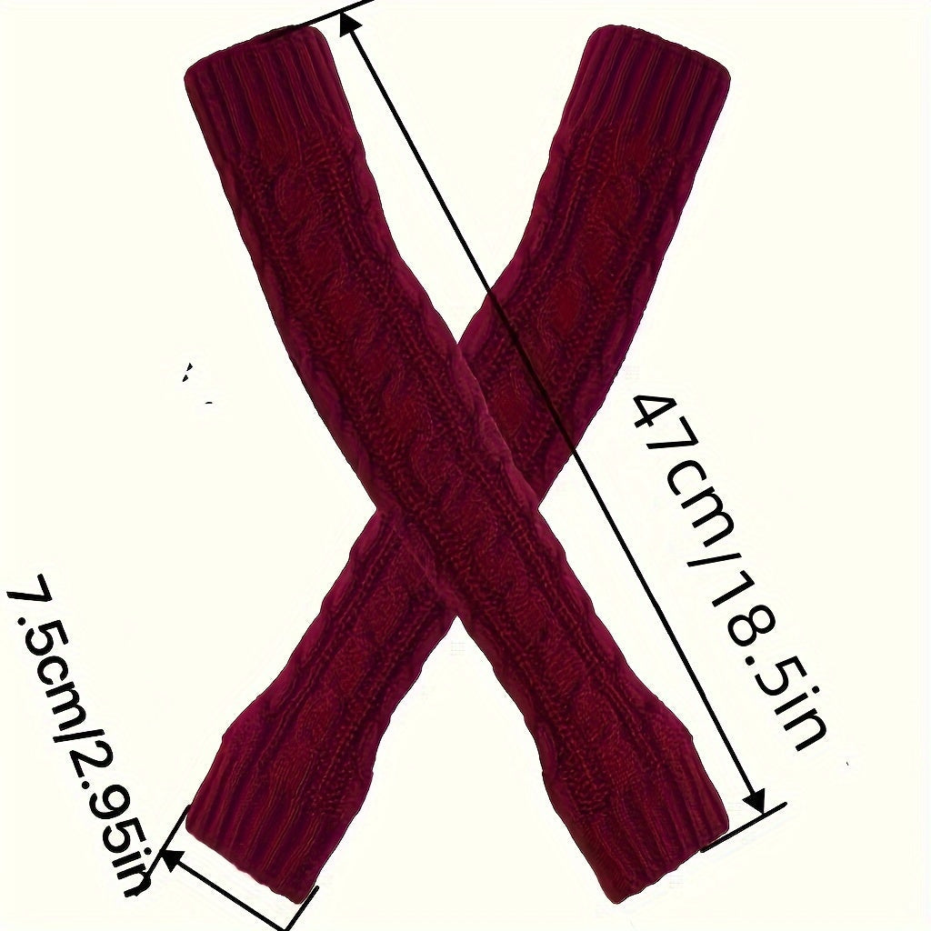 Ayollar uchun uzoq qoplangan, sovuq ob-havo uchun ochiq havoda qishda mo'ljallangan uzun to'qilgan barmoqsiz qo'lqoplar