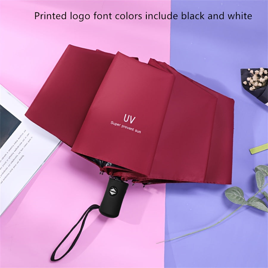 Paraguas automático plegable con protección UV y 8 varillas para hombres y mujeres