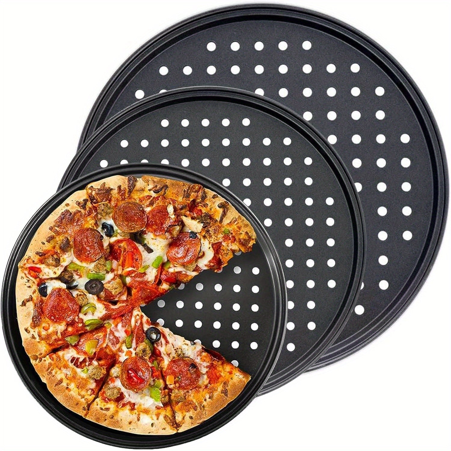 9" & 11" Nonstick Pizza Pan Set Carbon Steel Baking Supplies for Home Oven