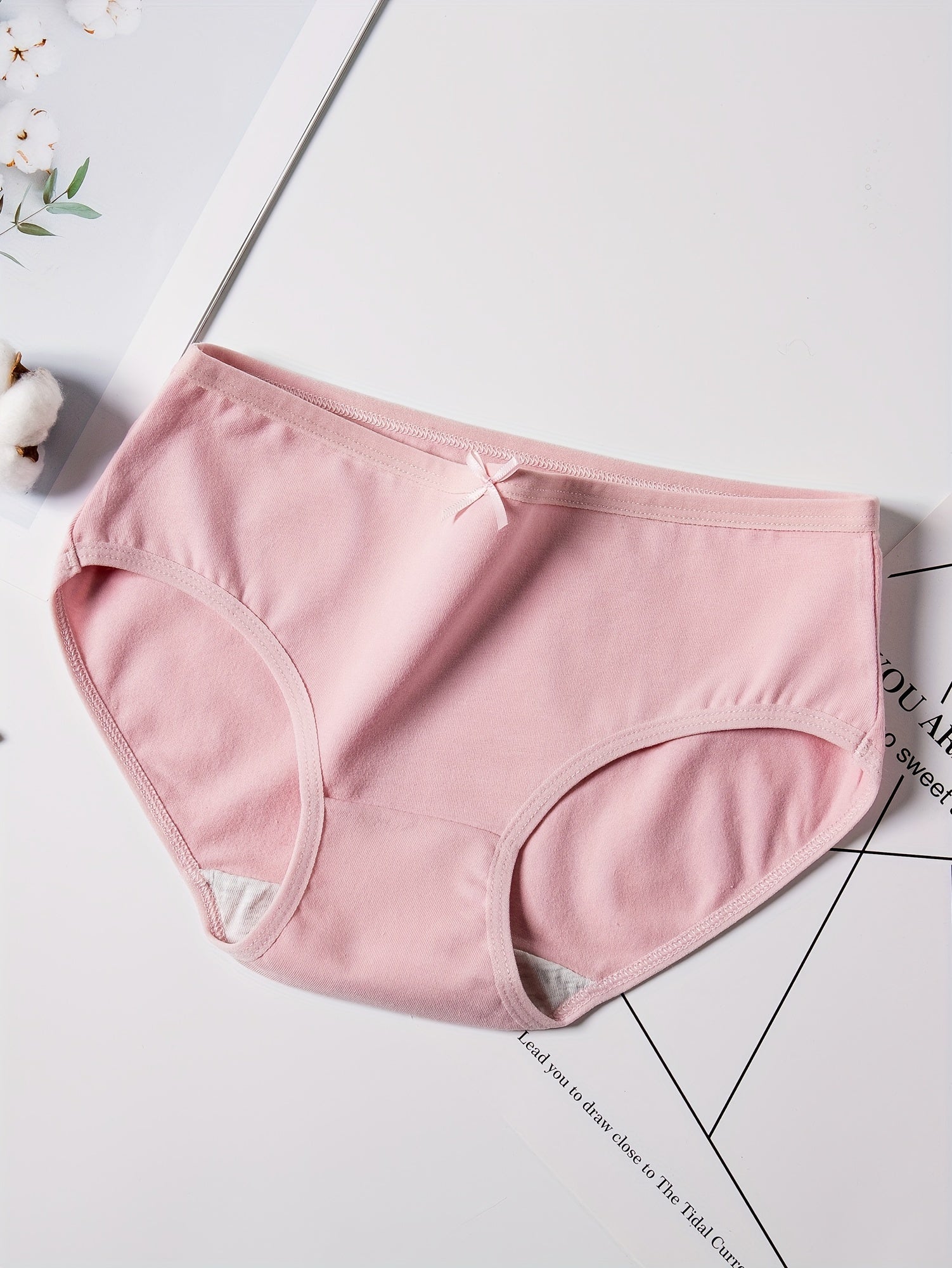 Set of 4 Women's Cotton Bow Briefs Breathable Comfortable Lingerie