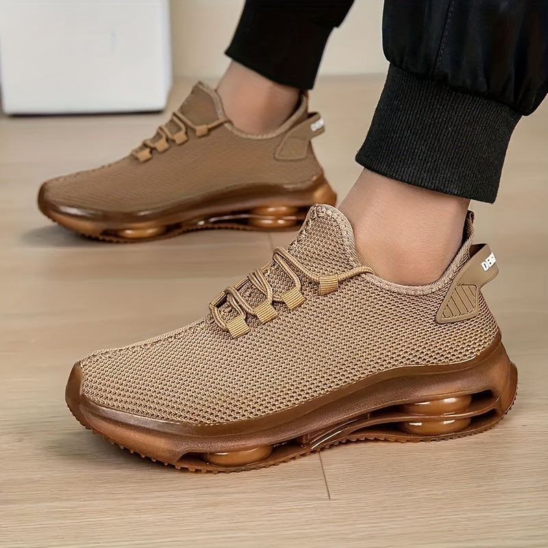 Women's Mesh Knit Casual Basketball Sneakers Khaki Lightweight Shoes