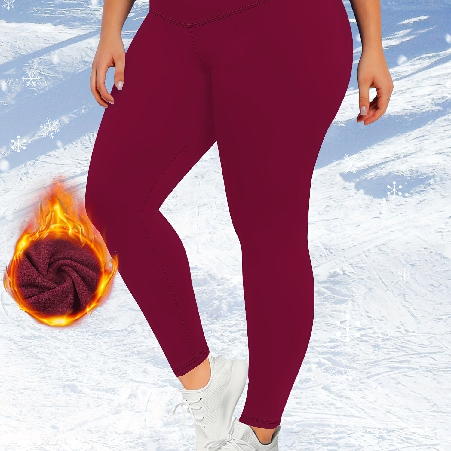Plus Size High-Waisted Fleece-Lined Leggings for Autumn Winter