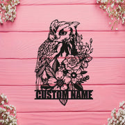 Personalized Owl Wall Art Metal Home Decor with Custom Name Plate