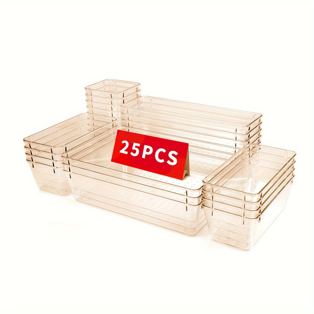 25pcs Multi-Functional Plastic Storage Box with Dividers for Organization