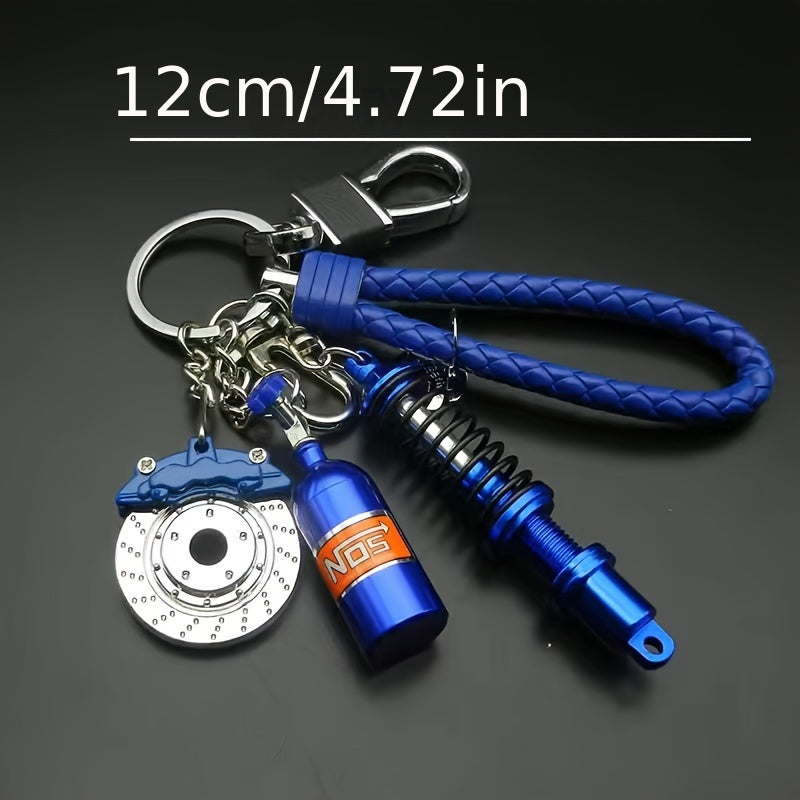 Car Keychains Set Car Parts Collectibles Turbo Gearbox Tire Brake Shock Absorbers