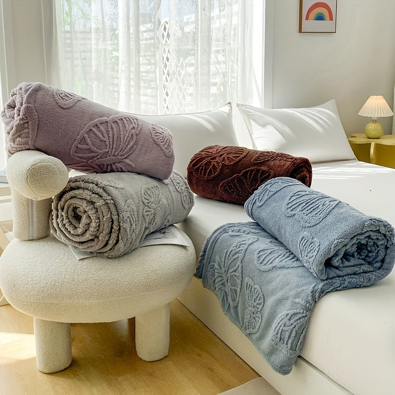 Butterfly Jacquard Taffeta Blanket Plush Flannel Throw for Cozy Year-Round Use