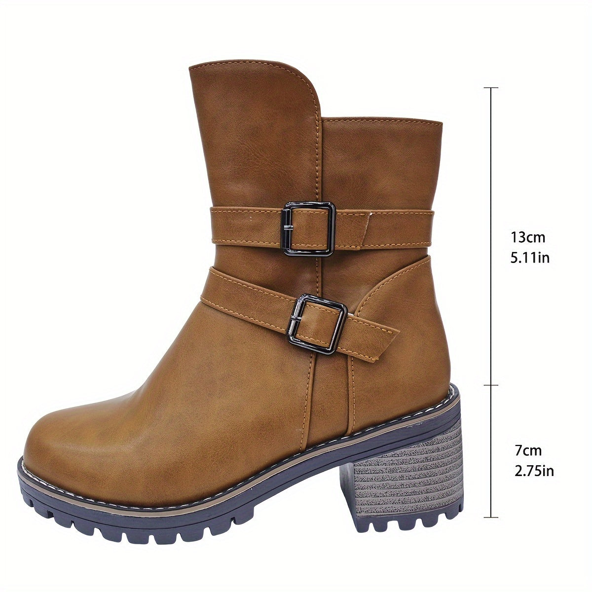 Women's Mid-Calf Boots Solid Color Platform Mid Heel All-Season Footwear