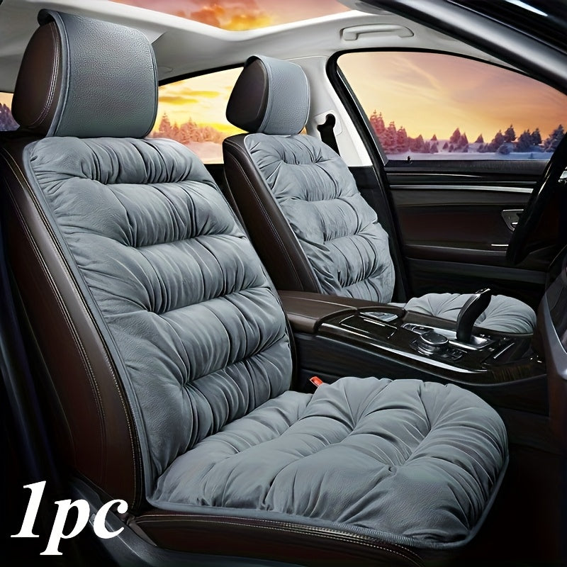 Universal Winter Plush Car Seat Cushion with Backrest Red Black