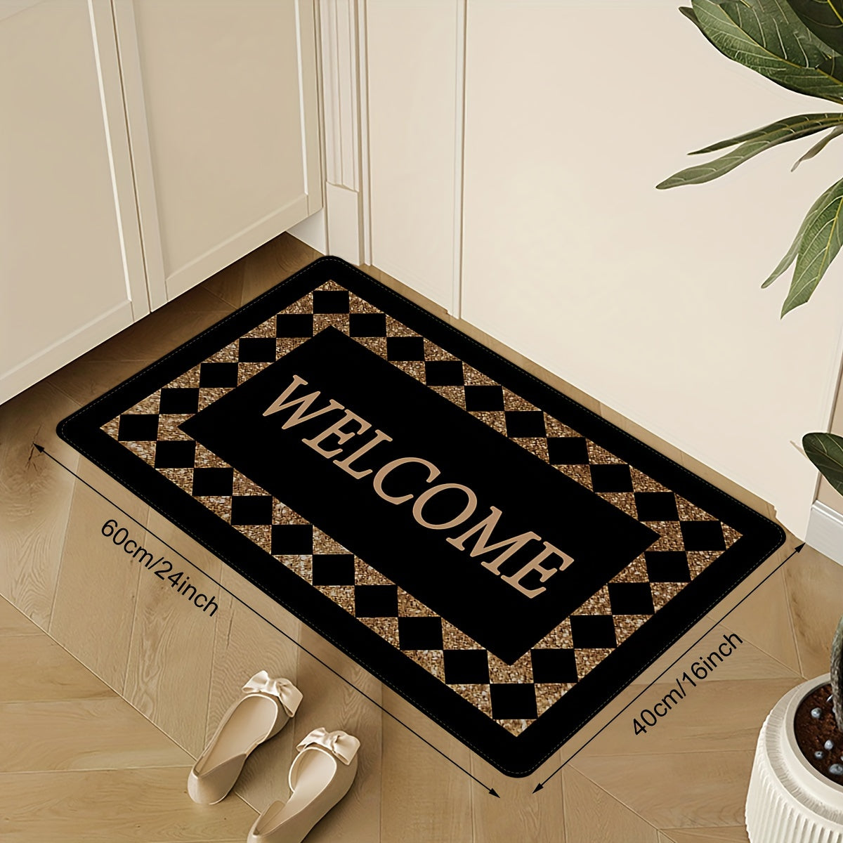 Plaid Doormat Non-Slip Stain-Resistant Entryway Rug for High Traffic Homes