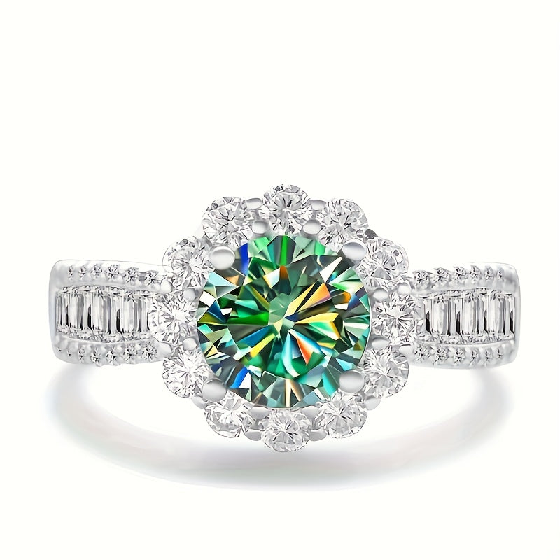 2 Carat Moissanite Engagement Ring 4-Prong Sterling Silver Wedding Anniversary