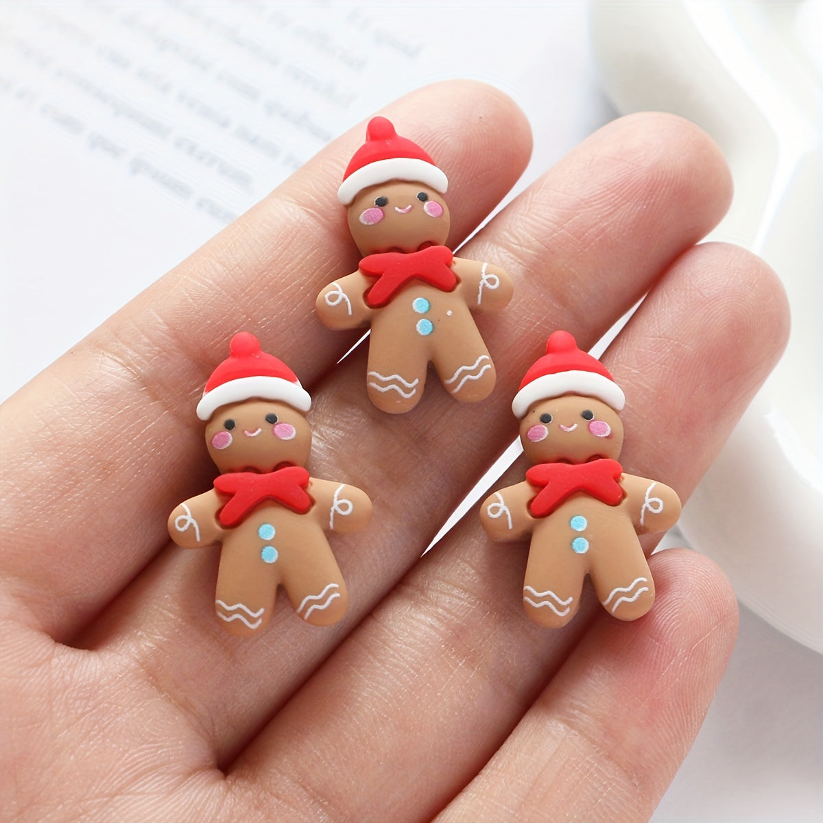 Set of 10 Christmas Gingerbread Ornaments for DIY Crafts and Decoration