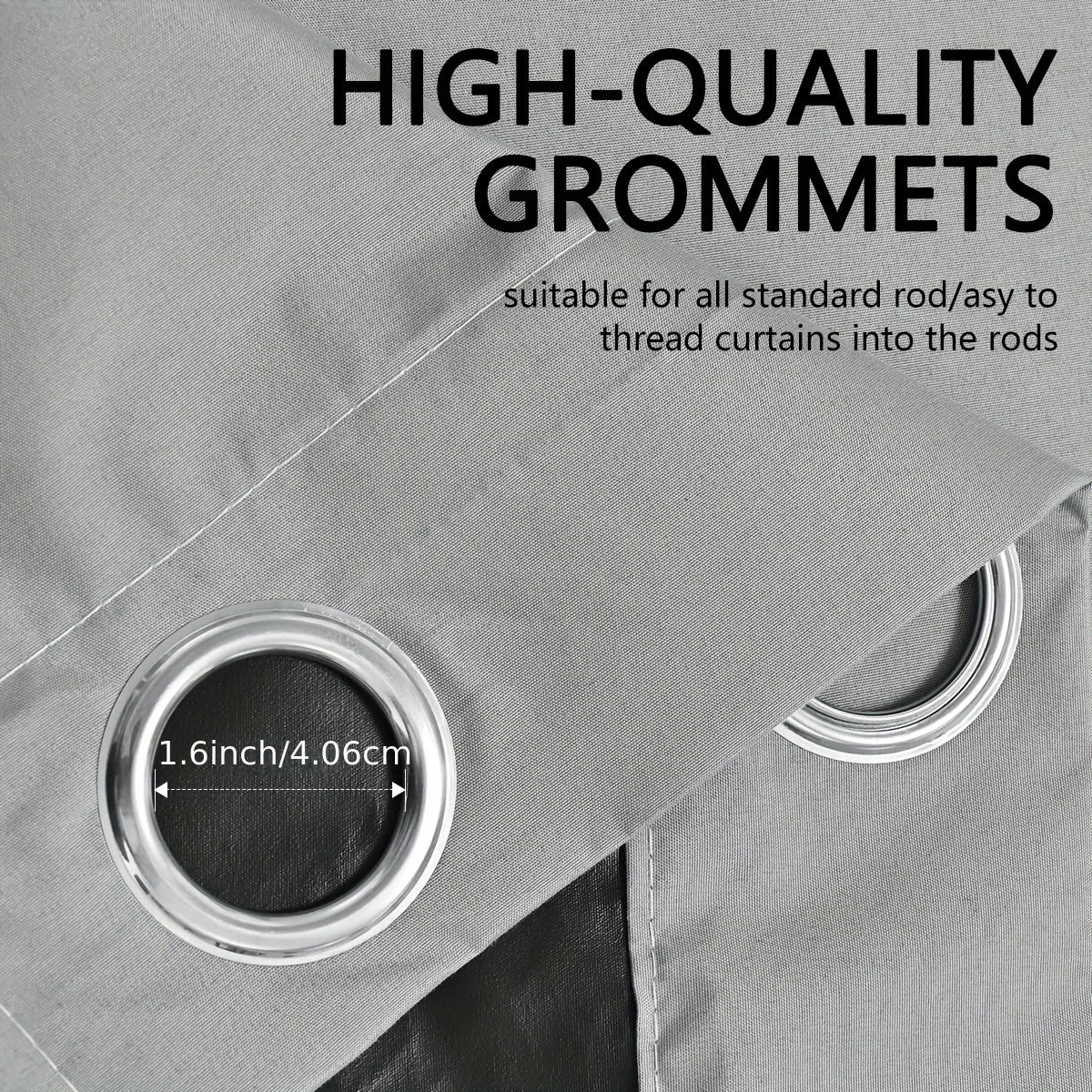 Двойной комплект черных штор с теплоизоляцией и люверсами