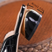 Women's Plus Size Leather Peep Toe Sandals with Chunky Heel