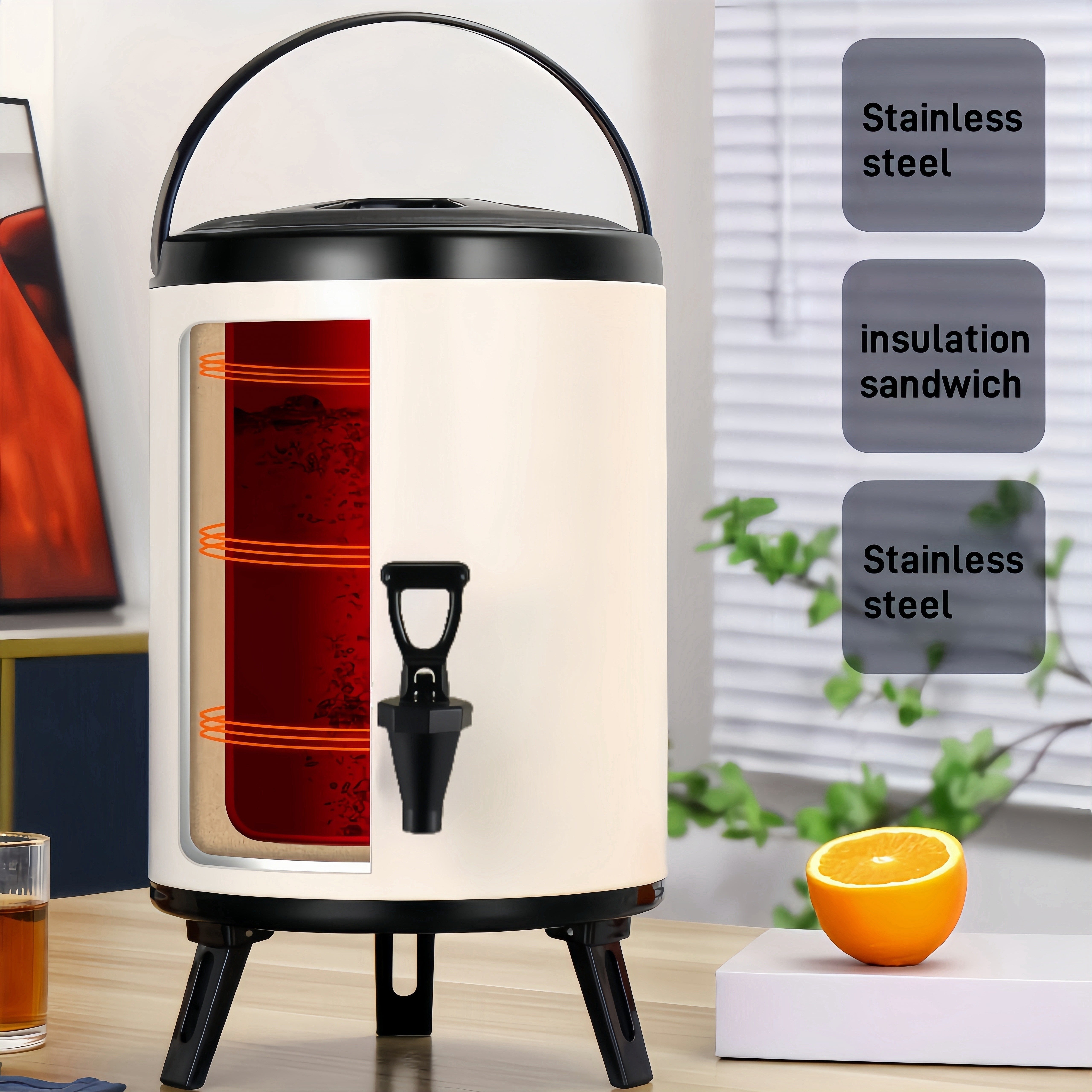 Double-Wall Stainless Steel Insulated Beverage Tub with Spigot 6-10L for Parties