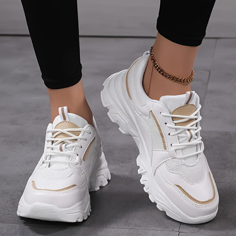 Women's Mesh Chunky Sneakers Casual Running Travel Black Gold