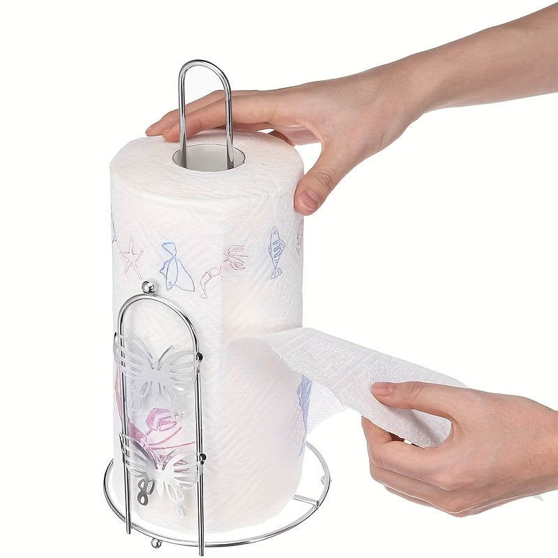 Soporte vertical para toallas de papel de hierro forjado con diseño nórdico de mariposa para cocina y baño