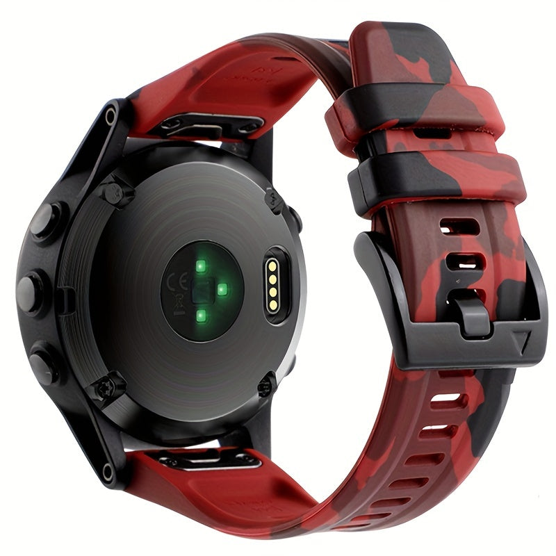 Sevimli tanlov: Garmin Fenix 5, 5X Plus, 6, 6X Pro, 7, 7X, Forerunner 945, 935, Instinct 2X uchun 26mm/22mm o'lchamdagi mustahkam silikon tez chiqarish sport tasmasi - Qulflovchi bilan aqlli soat bilaguzuk.