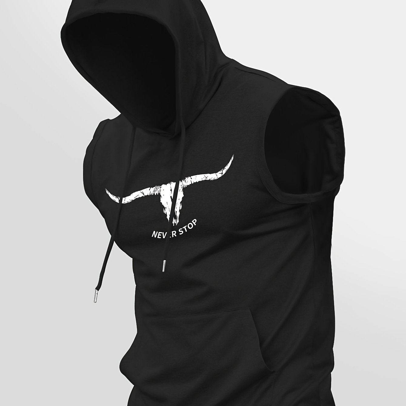 Men's Polyester Print Hooded Sports Vest for Summer