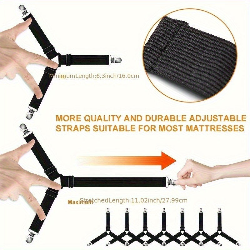 Set of 4 Bed Sheet Clips Adjustable Mattress Sheet Holders Bed Cover Secure Clips