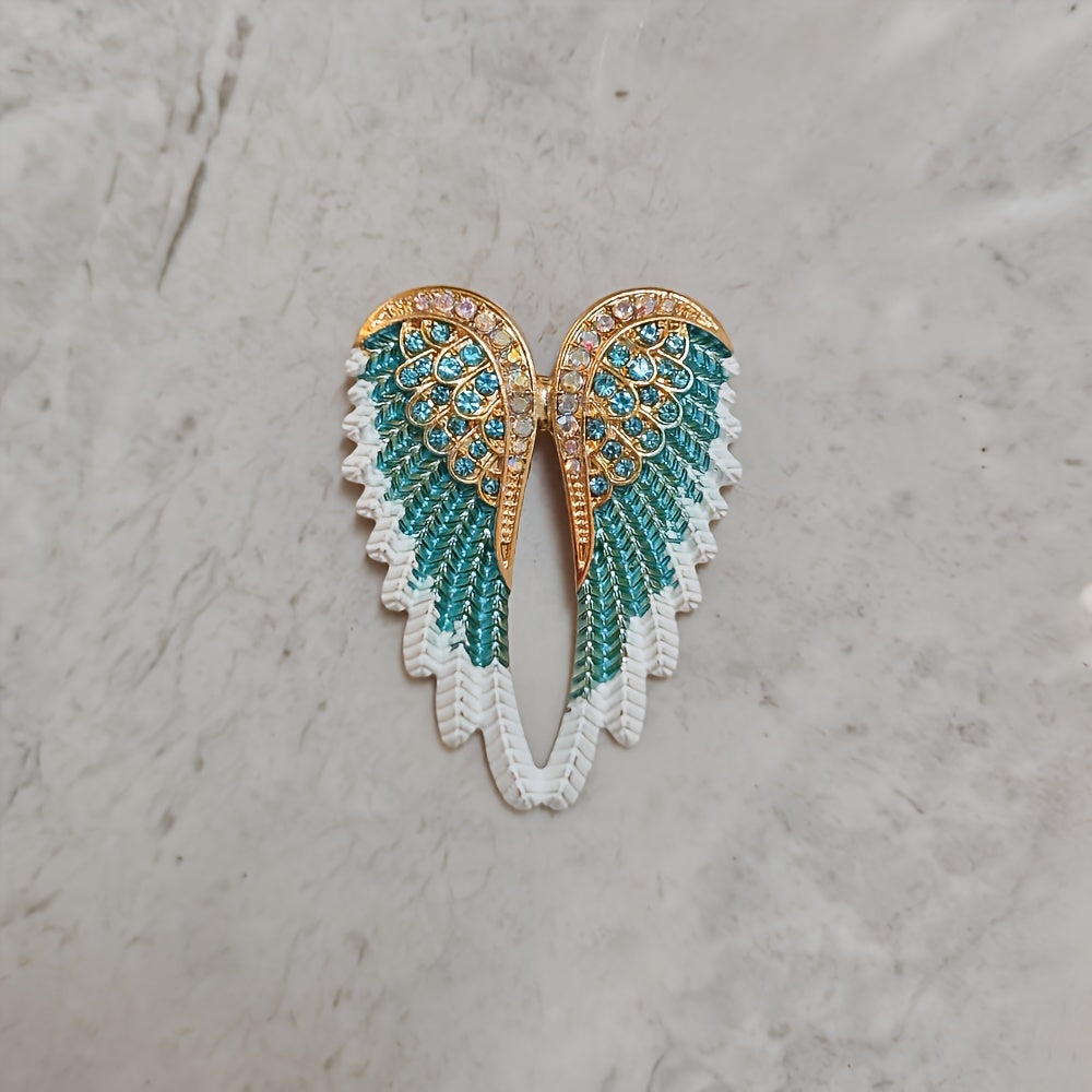 Christmas Angel Wings Brooches Set of 6 with Diamond Decor Stylish Jewelry Accessories