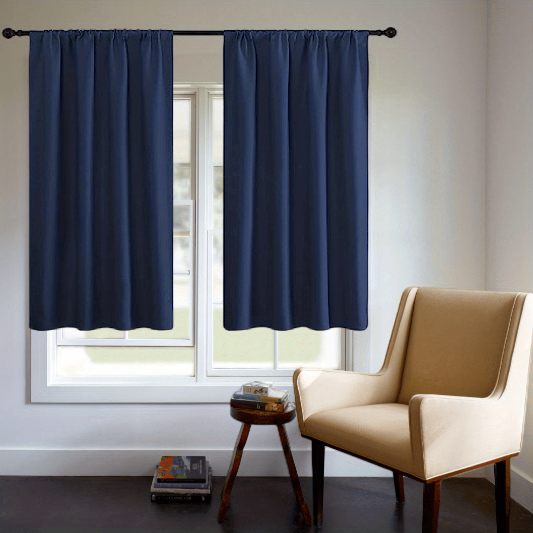 Blackout Curtain Panel Thick Rod Pocket Light Blocking Insulation Bedroom 200g