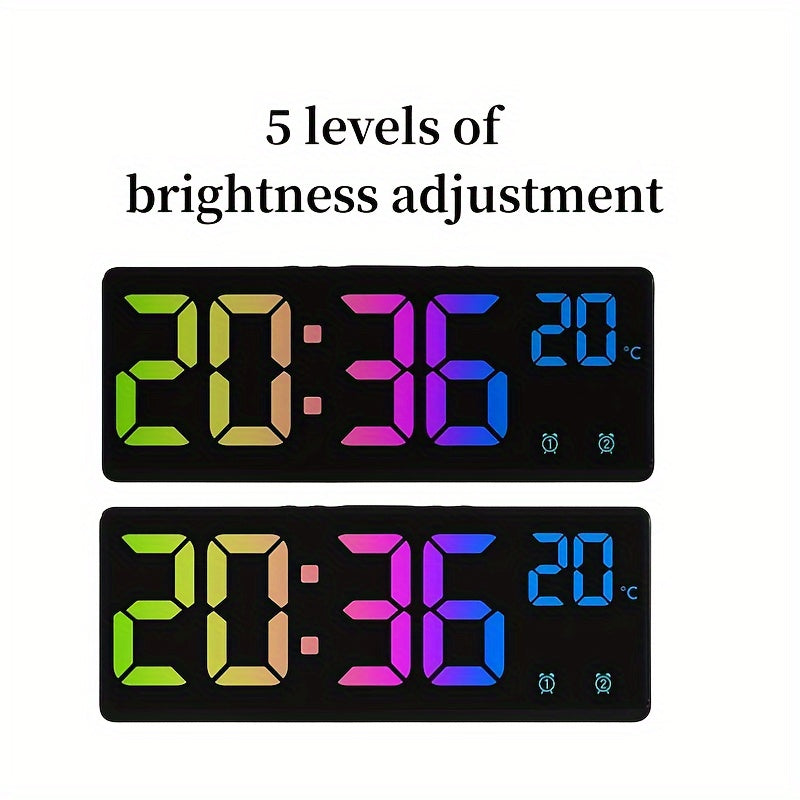 Digital Alarm Clock Voice Control Dual Alarm Night Mode Adjustable Brightness USB Powered