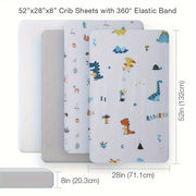 Kids Fitted Sheet Set for Boys Breathable Polyester Squirrel and Crocodile Print 132x71 cm