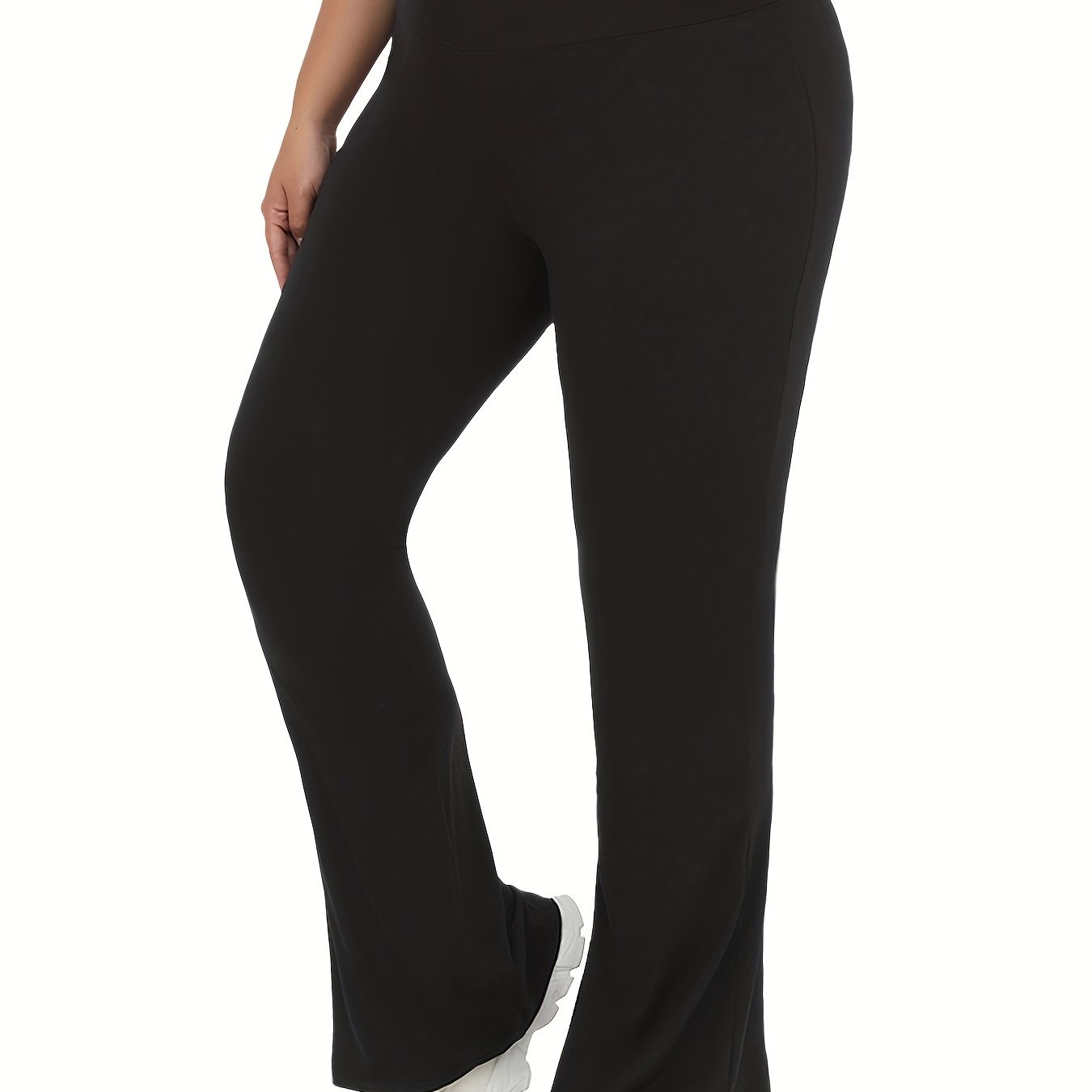 Plus Size Women's Soft High Waisted Flare Pants Tummy Control Bootleg