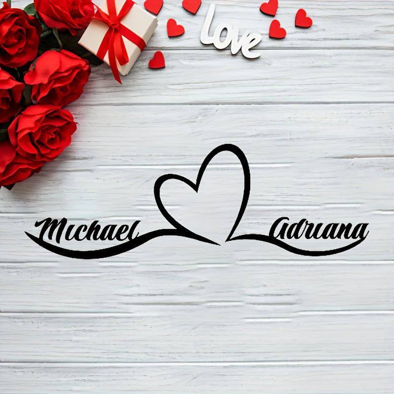 Personalized Iron Metal Sign with Names and Heart for Wedding or Bedroom Decor