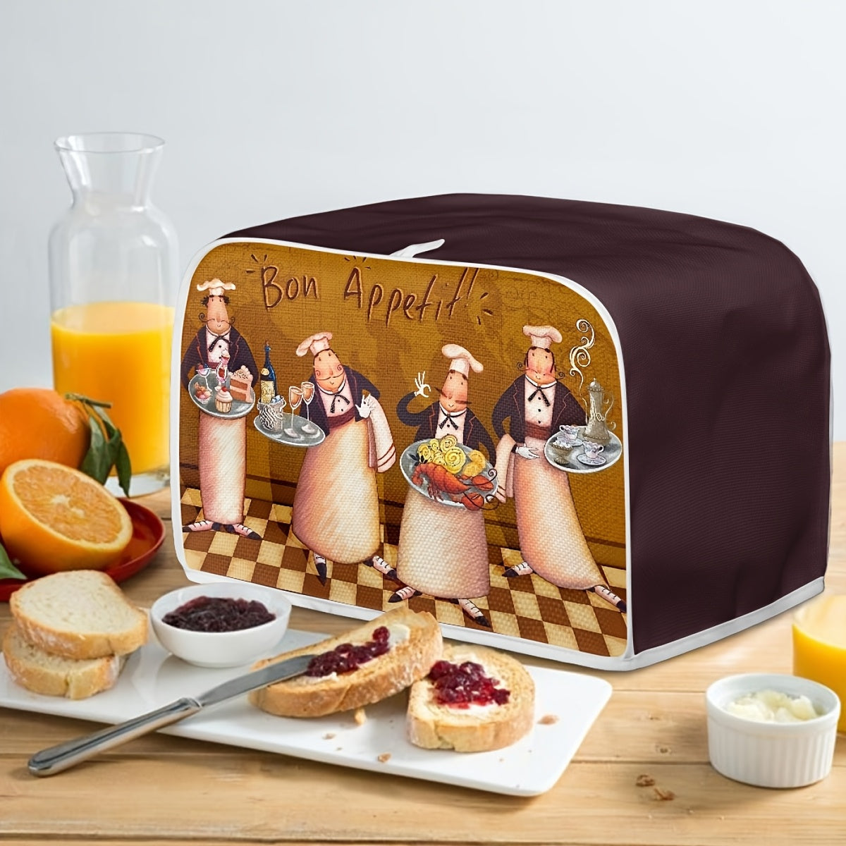 Whimsical Chef-Themed Toaster Cover Washable Dustproof Size S with Cartoon Chef Design