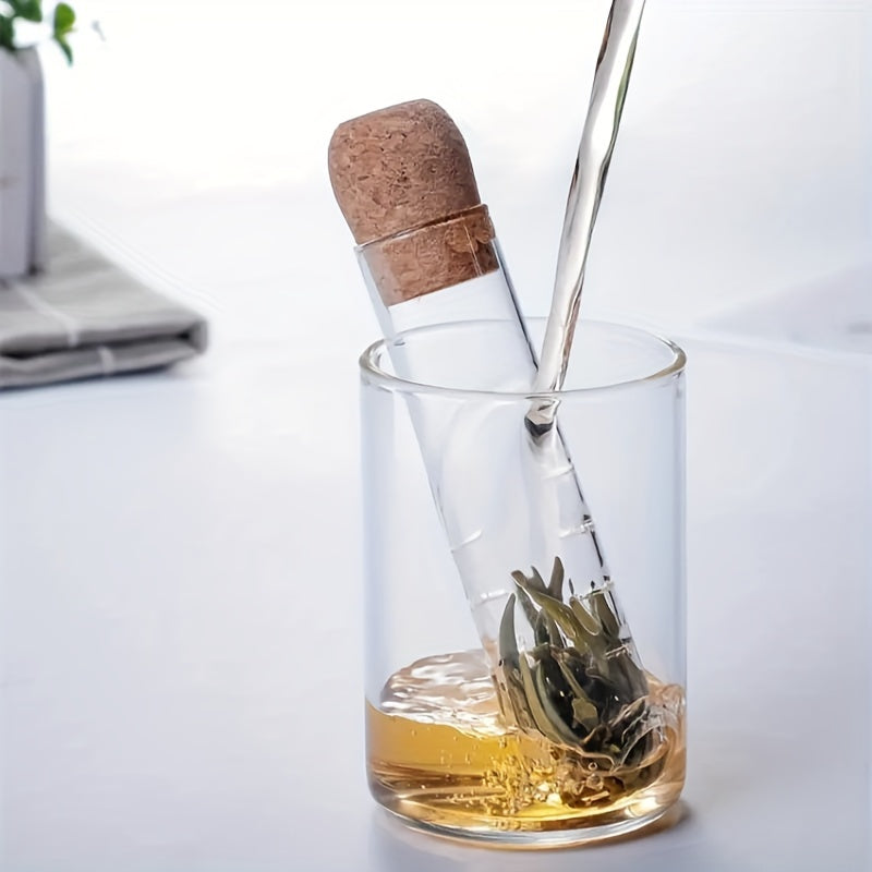 Glass Tea Infuser with Cork Stopper, Clear Test Tube Design for Loose Leaf Brewing