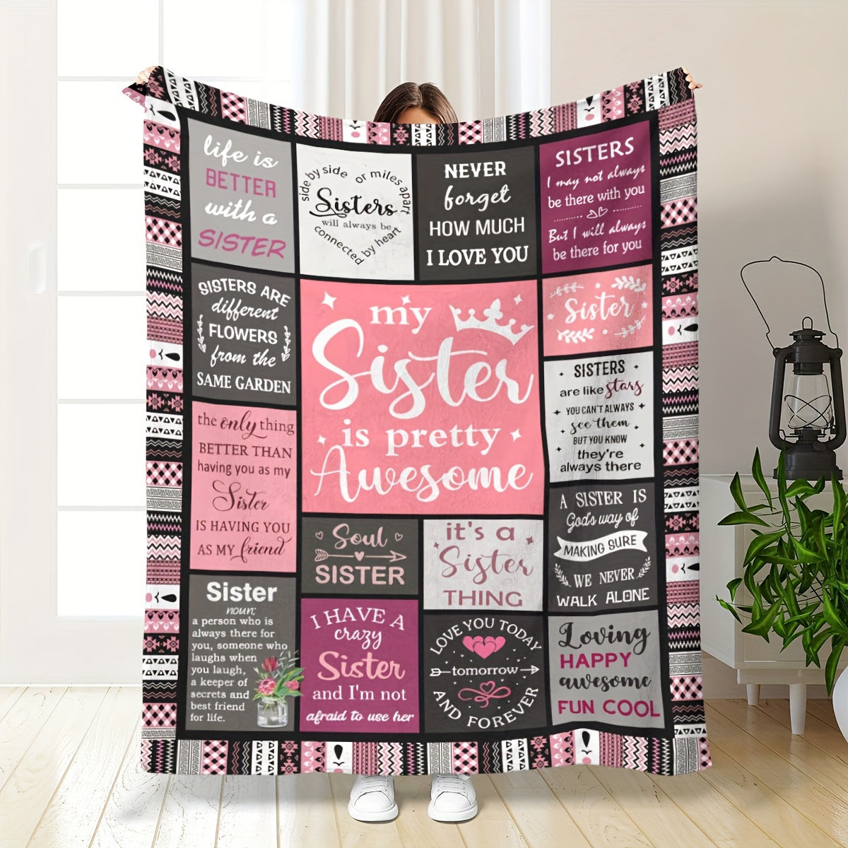 Personalized Sister Gift Blanket for Women Christmas Birthday