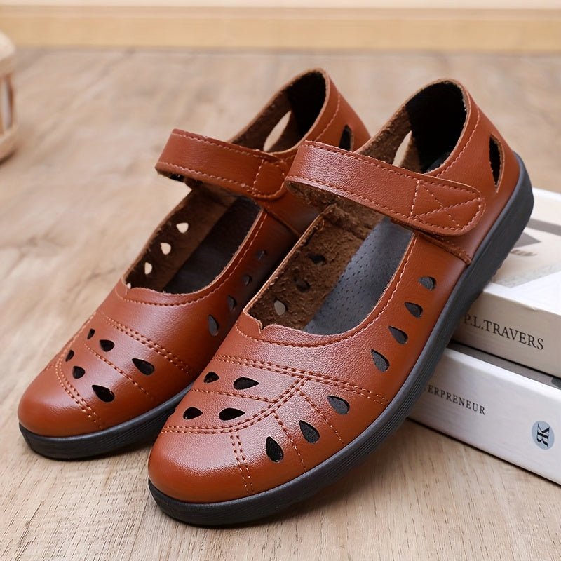 Women's Breathable Synthetic Slip-On Flats with Adjustable Strap Black