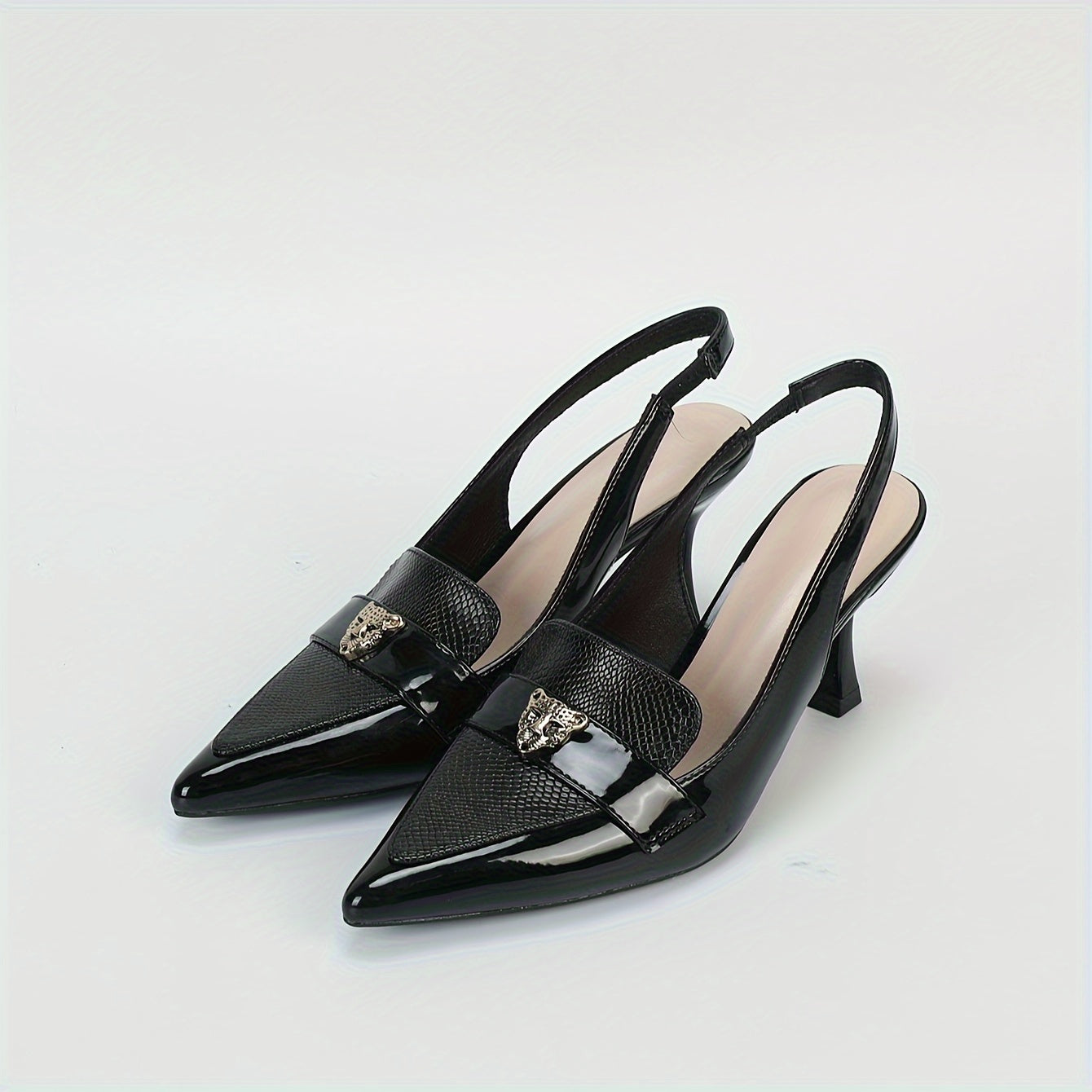 Women's Snakeskin Pointed Toe Slingback High Heel Shoes