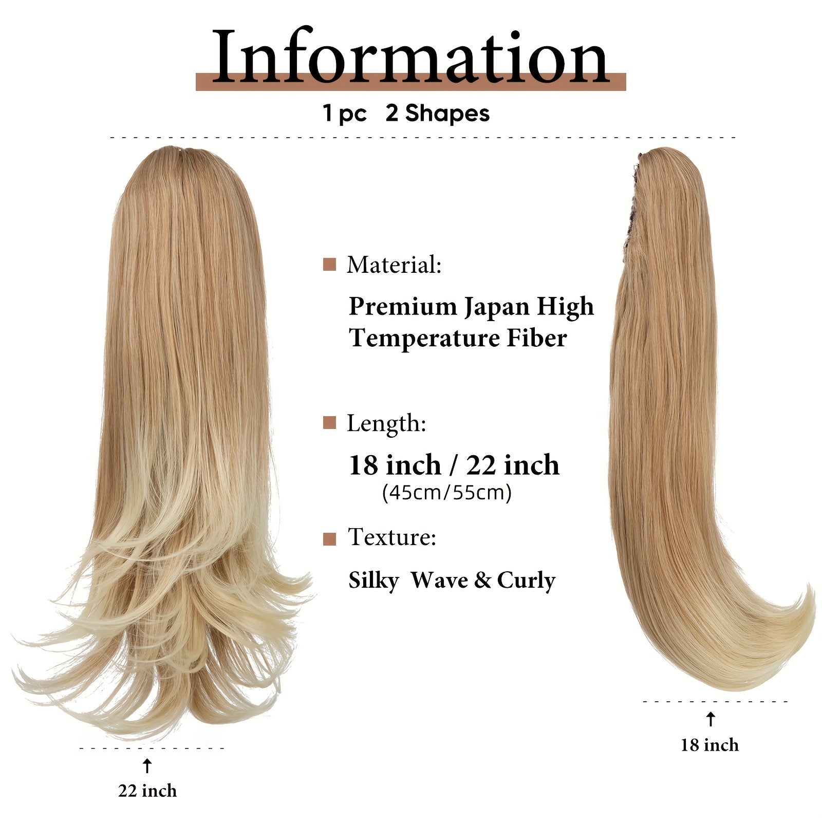 Women's Synthetic Curly Wave Ponytail Extension with 180° Rotating Claw Clip