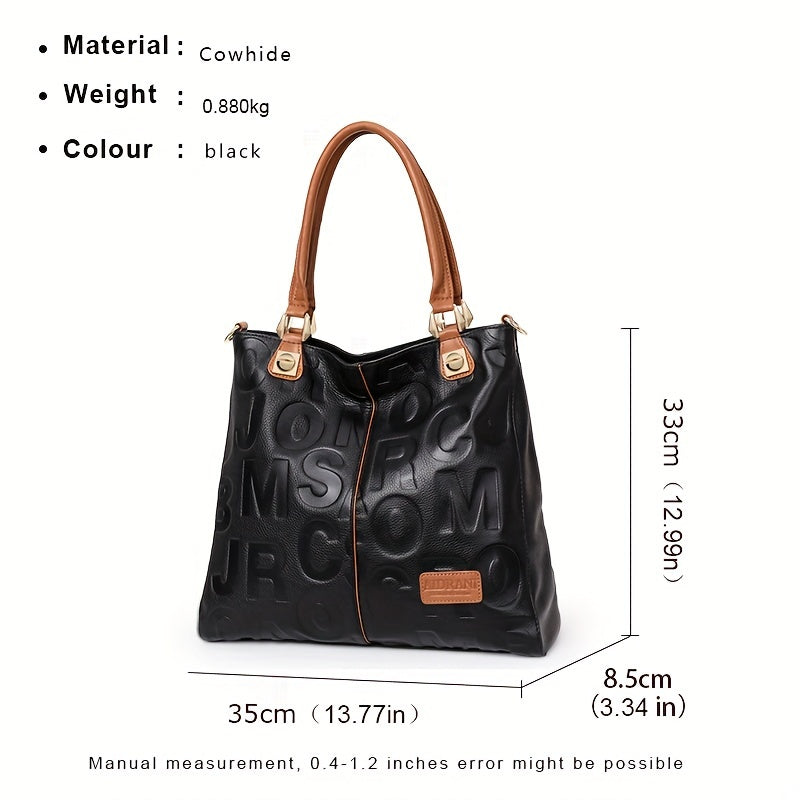 Bolso tote de cuero de vaca rojo para mujer con cierre de cremallera y patrón geométrico forro de poliéster