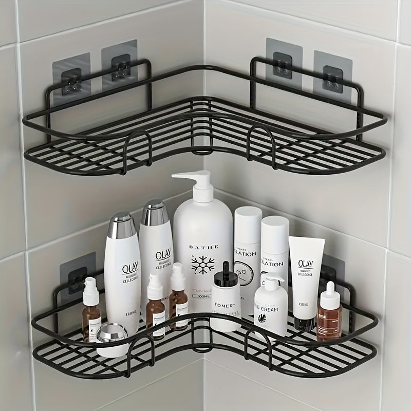 Wall-Mounted Bathroom Organizer Corner Shower Caddy Water-Resistant No-Drill Shelf