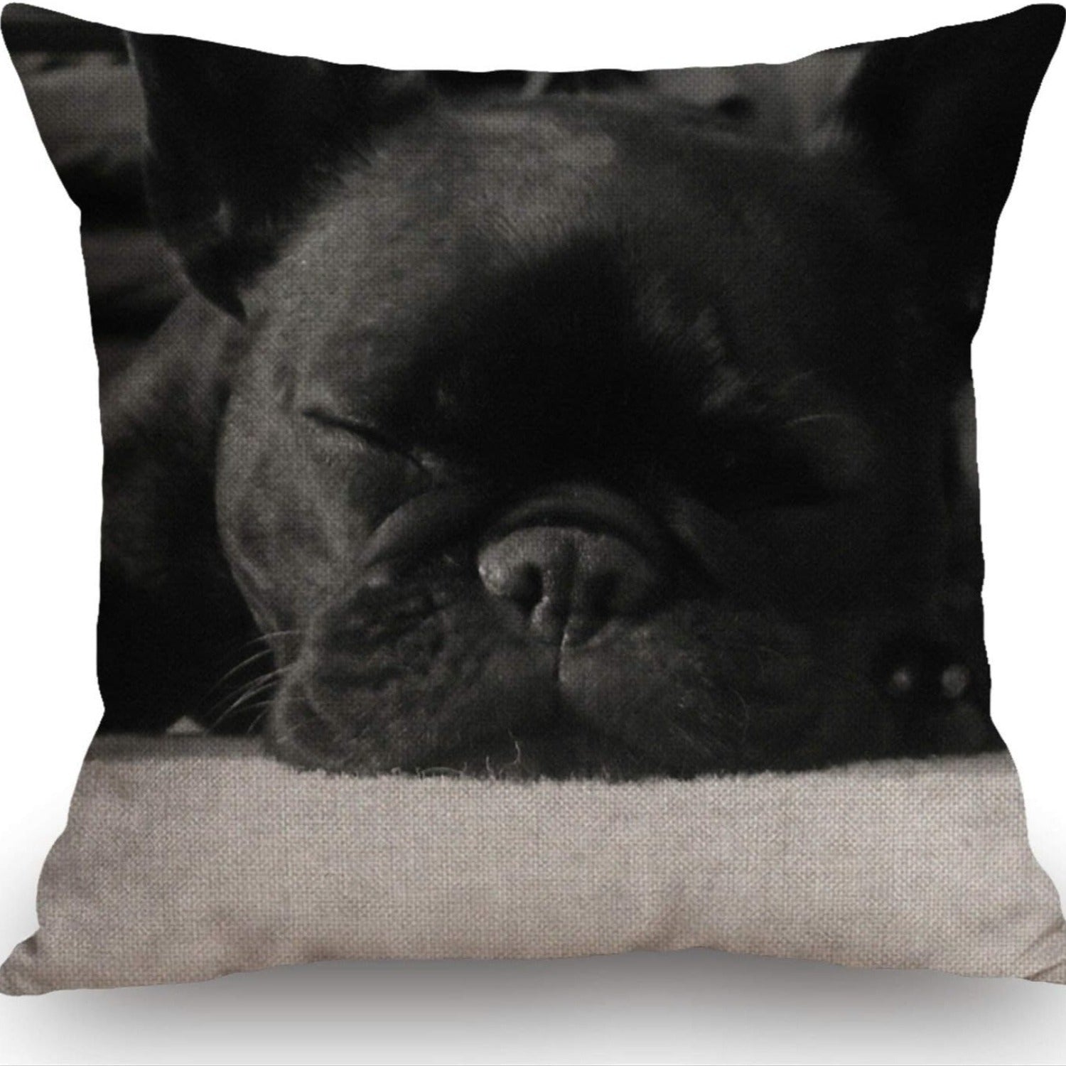 French Bulldog Linen Throw Pillow Cover 45.72x45.72 cm Zipper Closure Machine Washable Decorative Home Decor