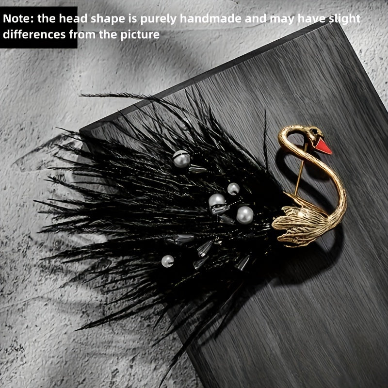 Feathered Swan Brooch Pin Vintage Style Animal Shape for Coats Sweaters