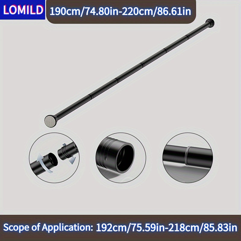 Stainless Steel Tension Shower Curtain Rod Black Extendable for Bathroom Bedroom Balcony