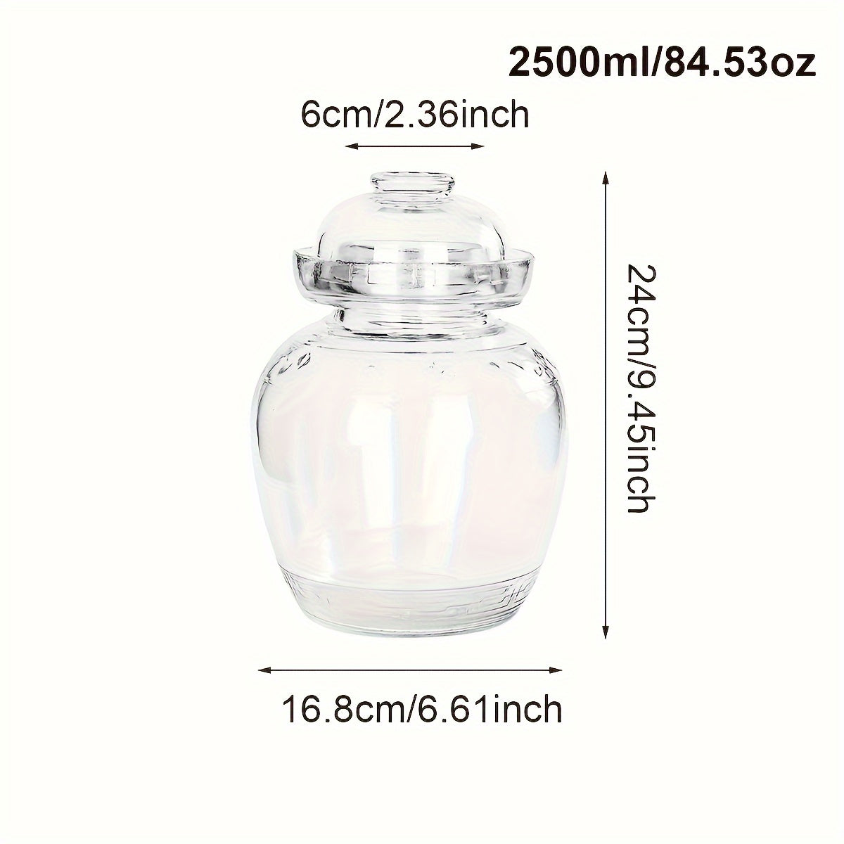2500ml Glass Fermentation Jar with Water Seal for Kimchi Pickles and Cabbage