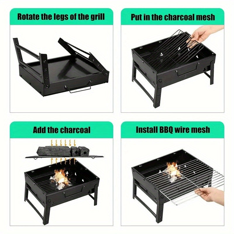 Compact charcoal grill for picnics camping backyard barbecues portable sturdy