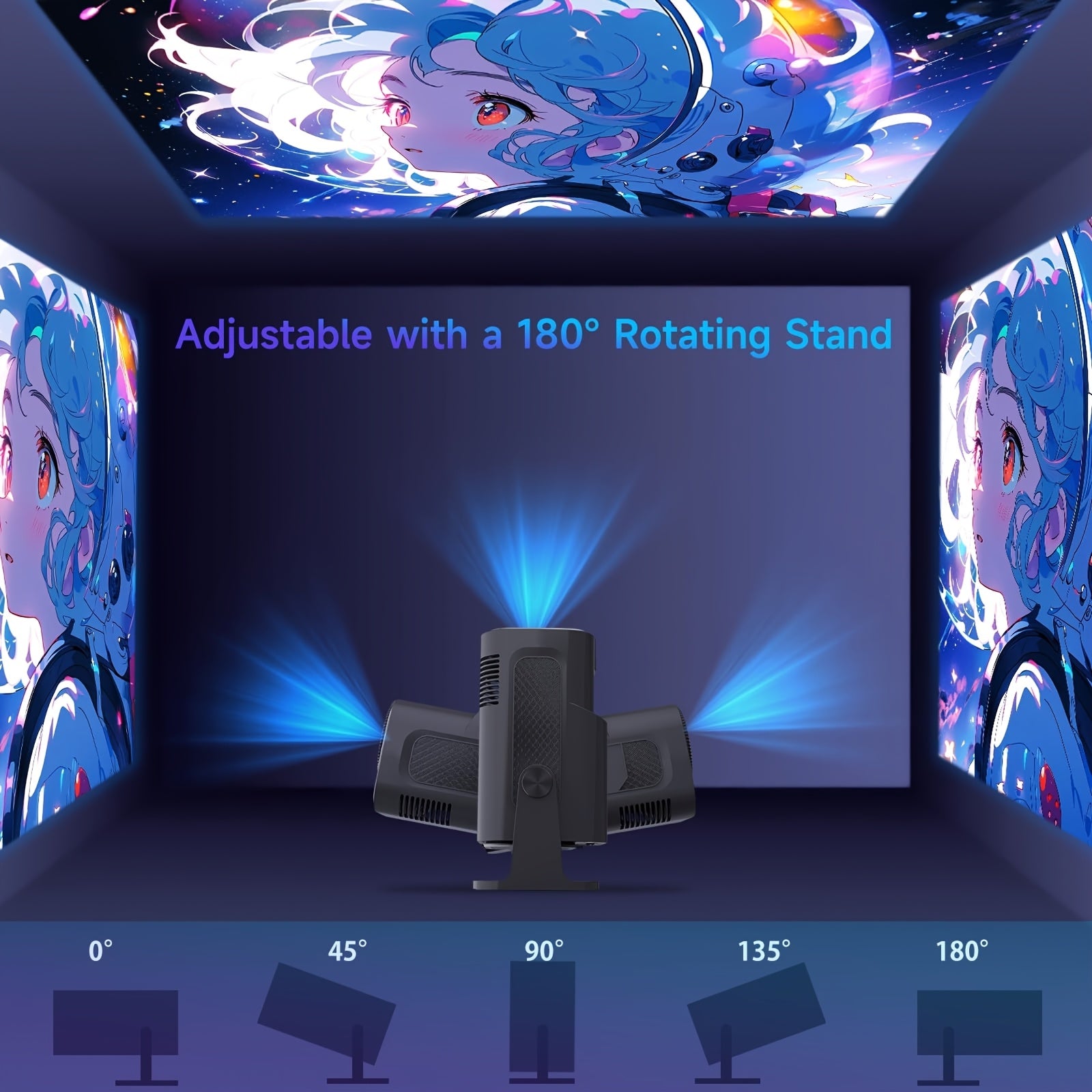 Portable 720P WiFi Projector with 4K Support, 200 Lumens