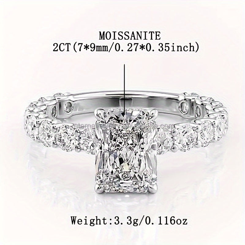 Women’s Moissanite Engagement Ring 2ct Prong Set Sterling Silver Boho Wedding