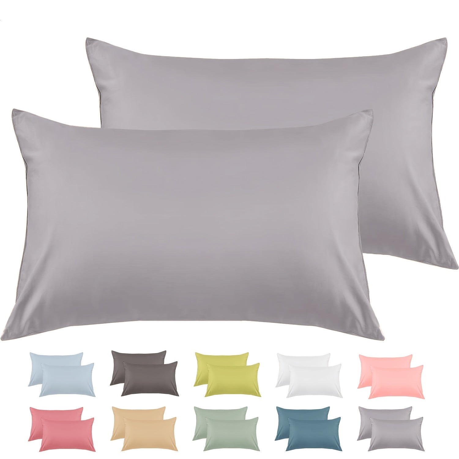 Set of 2 Solid Color Pillowcases Polyester Soft Comfortable Envelope Closure